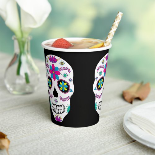 Colorful Mexican Sugar Skull Paper Cups