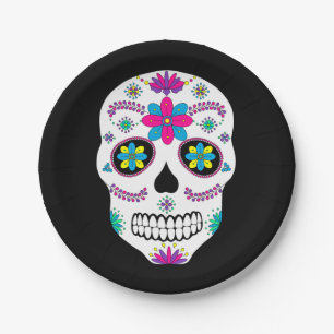 Colorful Mexican Sugar Skull Paper Plates