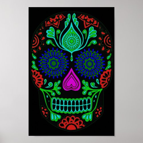 Colorful Mexican Sugar Skull Poster