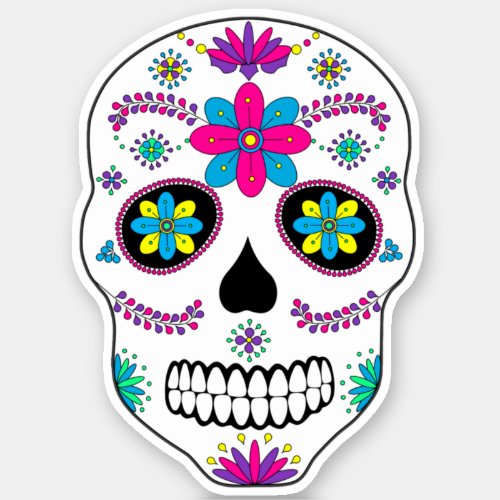 Colorful Mexican Sugar Skull Sticker
