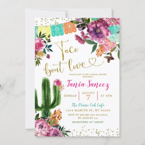 Colorful Mexican Taco bout Love Bridal Shower Invitation
