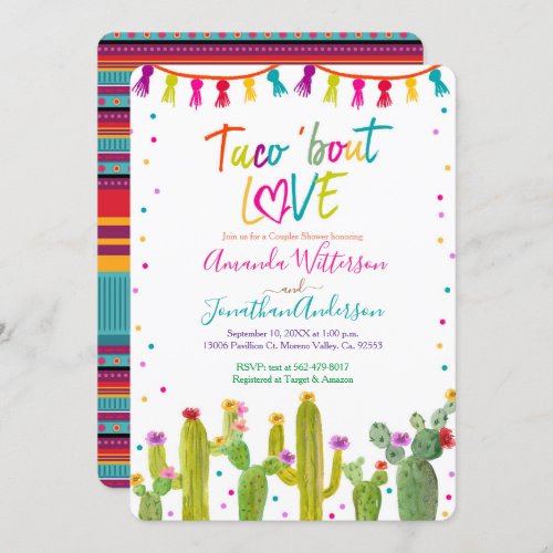 Colorful Mexican Taco bout Love Couple Shower  Invitation