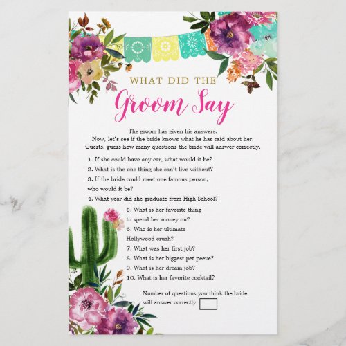 Colorful Mexican Taco bout Love Groom Say Games