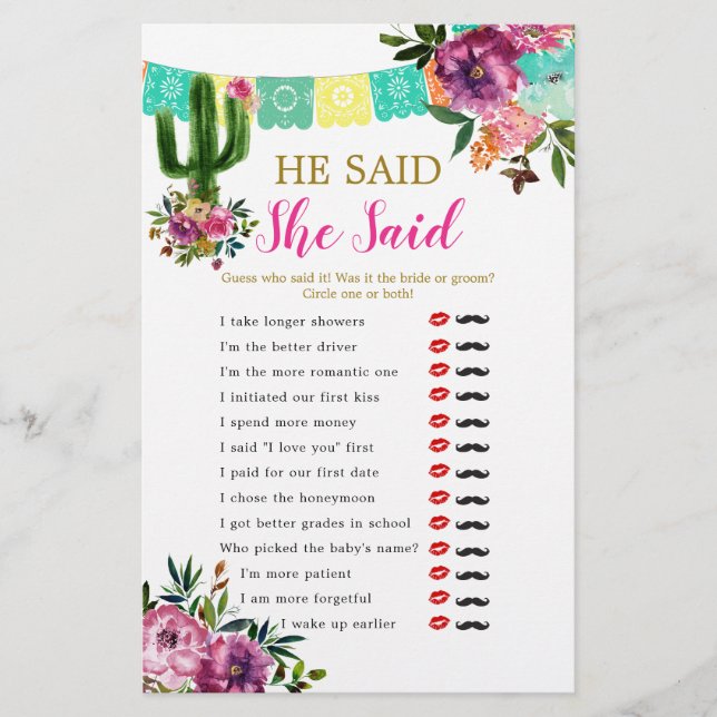 Colorful Mexican Taco bout Love He Said She Said (Front)