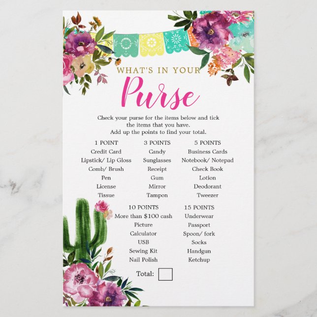 Colorful Mexican Taco bout Love Purse Game (Front)