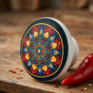 Colorful Mexican Talavera Ceramic Cabinet Knob