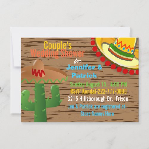 Colorful Mexican Themed Couples Wedding Shower Invitation
