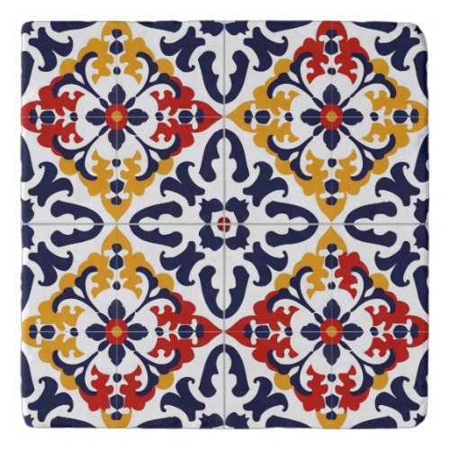 Colorful Mexican Tile Design Marble Stone Trivet