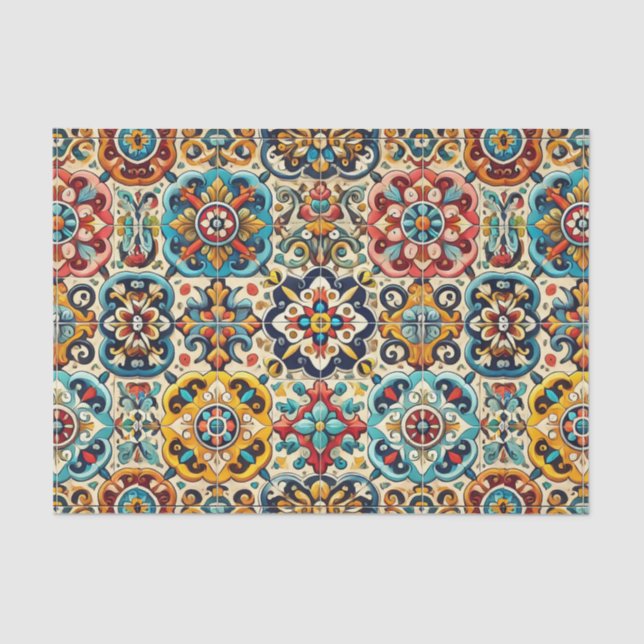 Colorful Mexican Tiles Tissue Paper (Front)