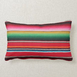 Colorful Mexican Traditional Serape Print Lumbar Pillow