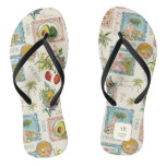 Colorful Mexican Travel Print Monogram Flip Flops