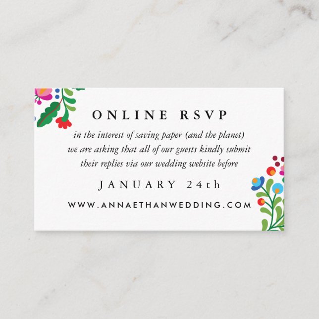 Colorful Mexican Wedding Online RSVP Card (Front)