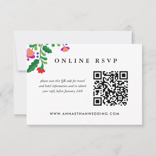 Colorful Mexican Wedding Online RSVP QR Code Thank You Card