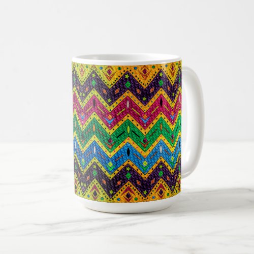 Colorful Mexican with Native Flare Zig Zag Design Coffee Mug