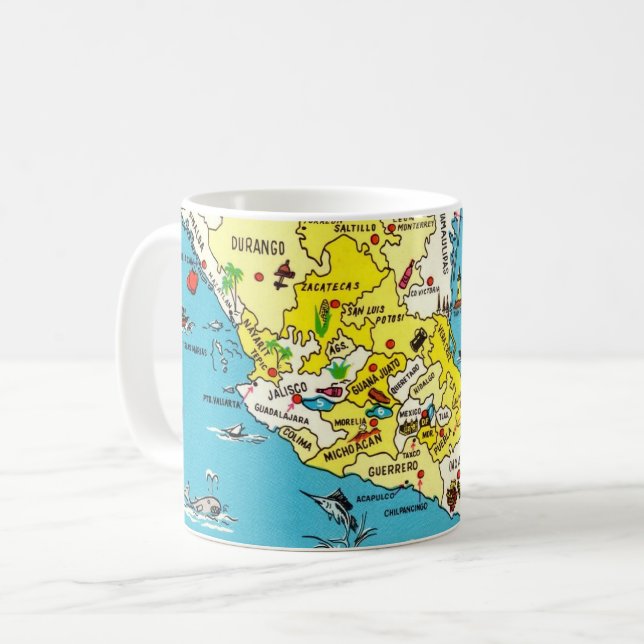 Colorful Mexico Map Mug (Front Left)