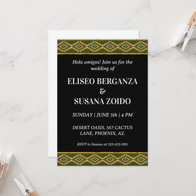 colorful mexico mexican wedding invitations (Front/Back In Situ)