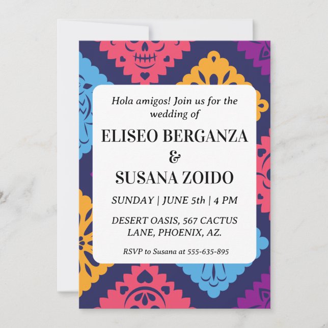 colorful mexico mexican wedding invitations (Front)