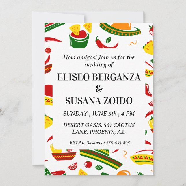 colorful mexico mexican wedding invitations (Front)