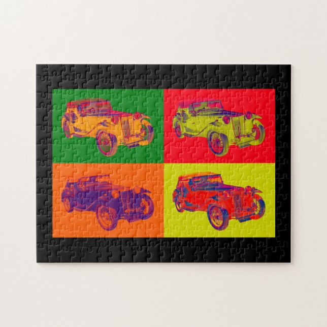 Colorful Mg Tc Antique Car Pop Art Jigsaw Puzzle (Horizontal)