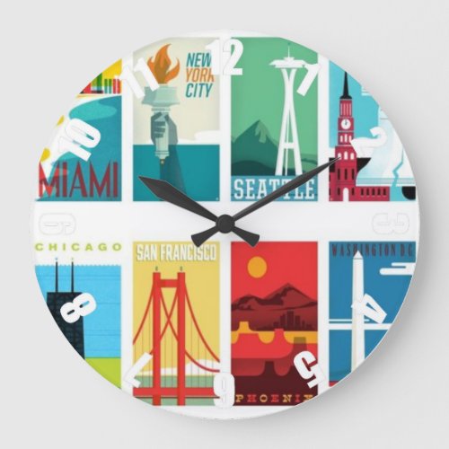 Colorful Miami San Francisco Seattle Travel Clock