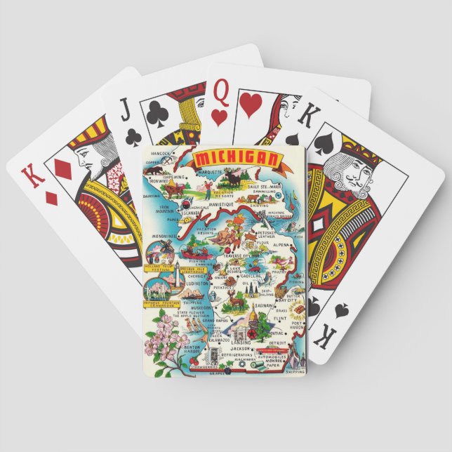 Colorful Michigan Map Playing Cards (Back)