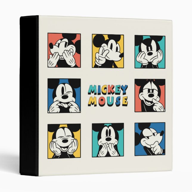 Colorful Mickey Mouse Grid 3 Ring Binder (Front/Spine)