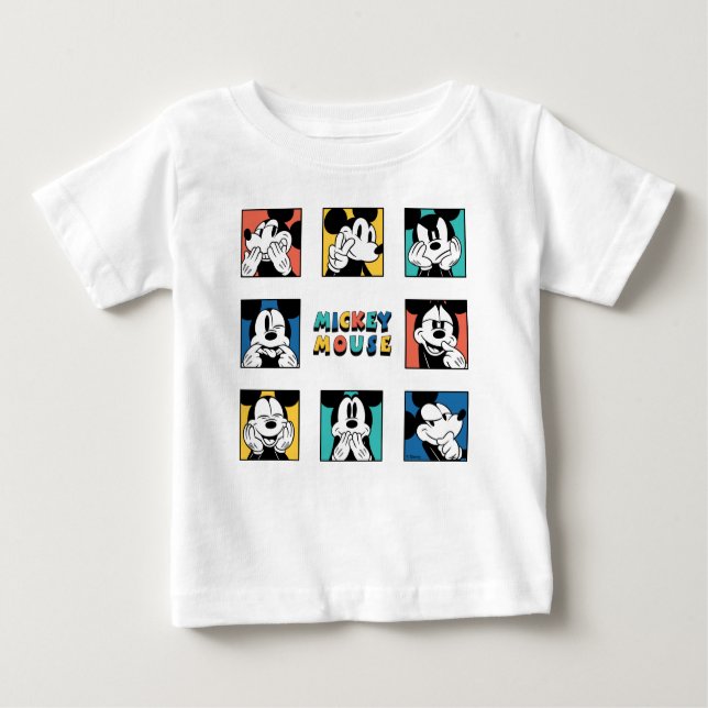 Colorful Mickey Mouse Grid Baby T-Shirt (Front)