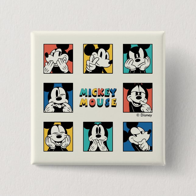 Colorful Mickey Mouse Grid Button (Front)