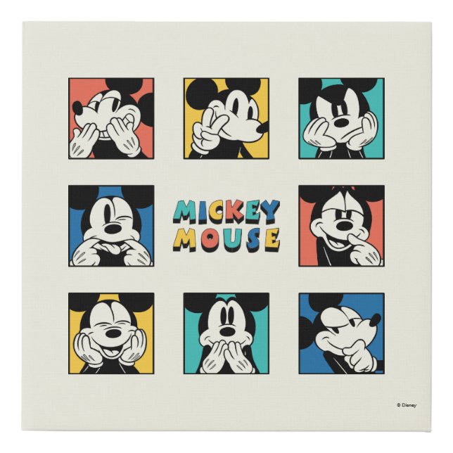 Colorful Mickey Mouse Grid Faux Canvas Print (Front)