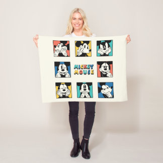 Colorful Mickey Mouse Grid Fleece Blanket