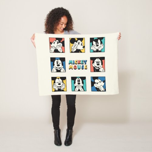 Colorful Mickey Mouse Grid Fleece Blanket
