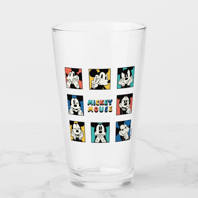 Colorful Mickey Mouse Grid Glass (Front)