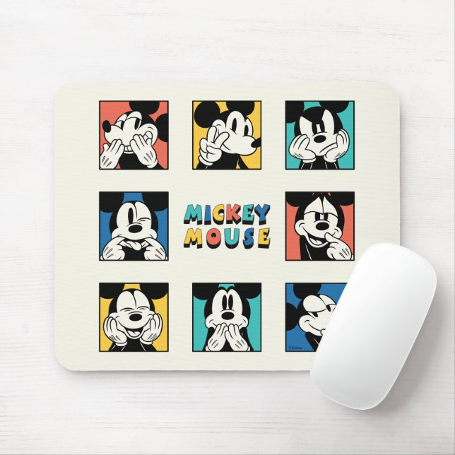 Colorful Mickey Mouse Grid Mouse Pad (With Mouse)