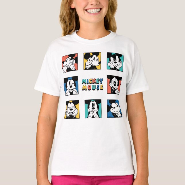 Colorful Mickey Mouse Grid T-Shirt (Front)