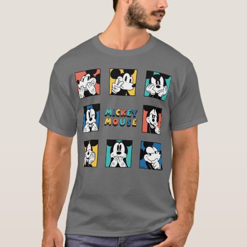 Colorful Mickey Mouse Grid T_Shirt
