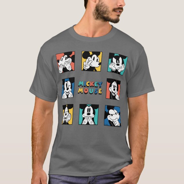 Colorful Mickey Mouse Grid T-Shirt (Front)