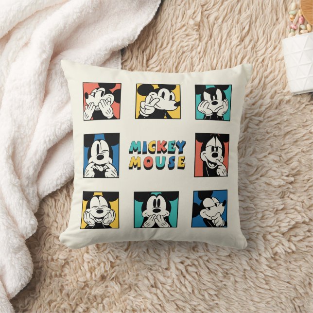 Colorful Mickey Mouse Grid Throw Pillow (Blanket)