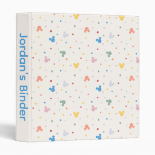 Colorful Mickey Mouse Icon and Dot Toss Pattern 3 Ring Binder