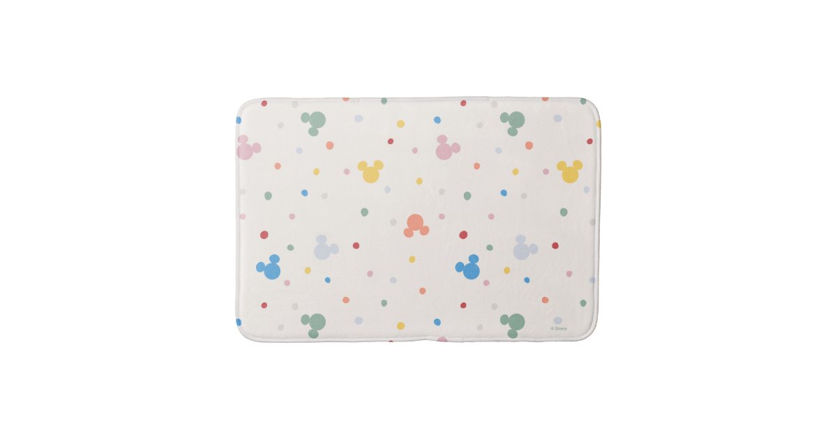 Colorful Mickey Mouse Icon and Dot Toss Pattern Bath Mat | Zazzle