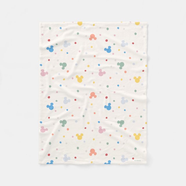 Colorful Mickey Mouse Icon and Dot Toss Pattern Fleece Blanket (Front)
