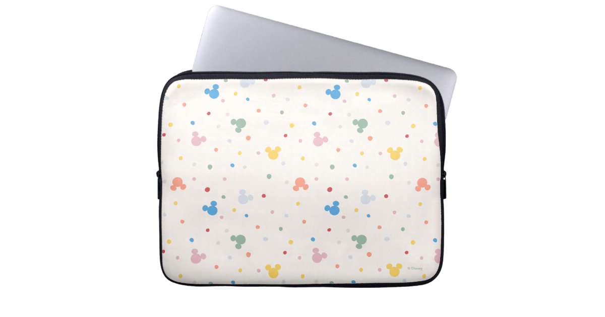 Colorful Mickey Mouse Icon and Dot Toss Pattern Laptop Sleeve | Zazzle