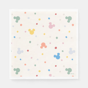 Colorful Mickey Mouse Icon and Dot Toss Pattern Napkins
