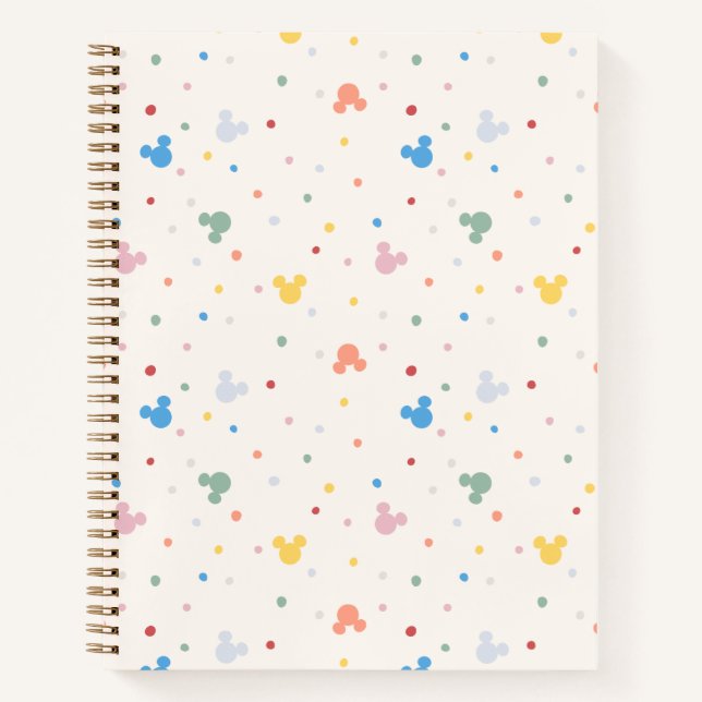 Colorful Mickey Mouse Icon and Dot Toss Pattern Notebook (Front)