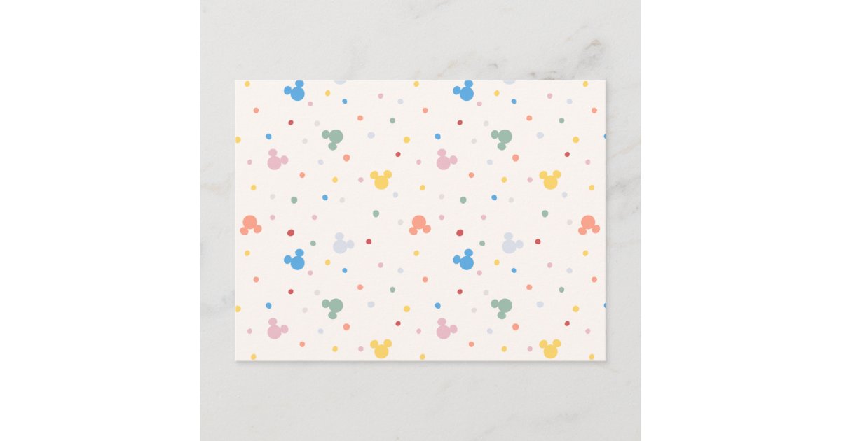 Colorful Mickey Mouse Icon and Dot Toss Pattern Postcard | Zazzle