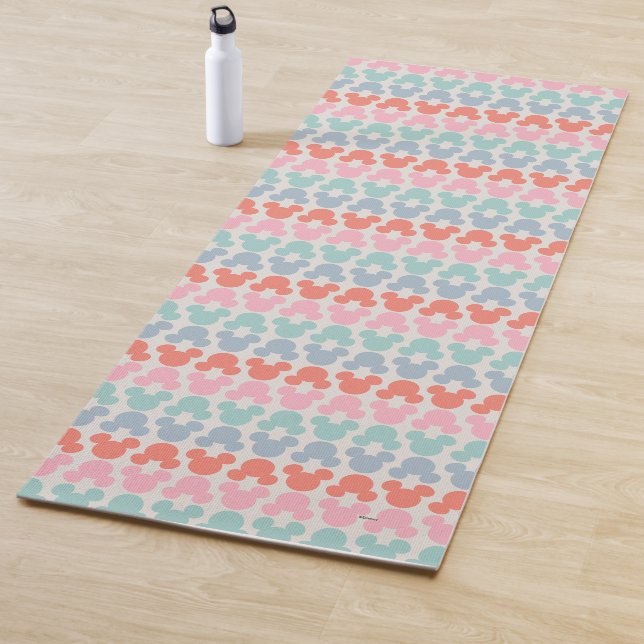 Colorful Mickey Mouse Logo Repeating Pattern Yoga Mat (In Situ)