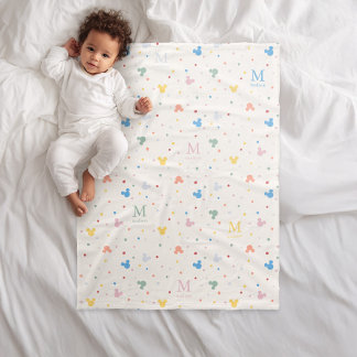 Colorful Mickey Mouse Monogram Keepsake Fleece Blanket