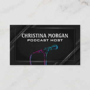 Colorful Microphone Podcaster Talk Show Host Business Card