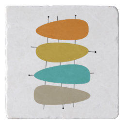 Colorful Mid-century Abstract Guitar Pick Shapes Trivet