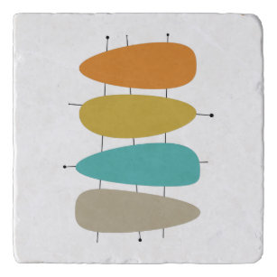 Colorful Mid-century Abstract Guitar Pick Shapes Trivet