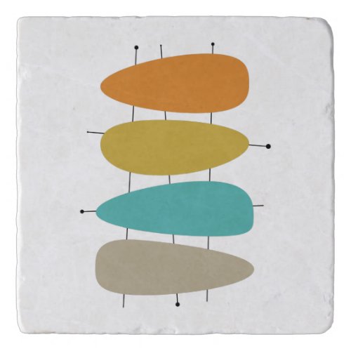 Colorful Mid_century Abstract Guitar Pick Shapes Trivet